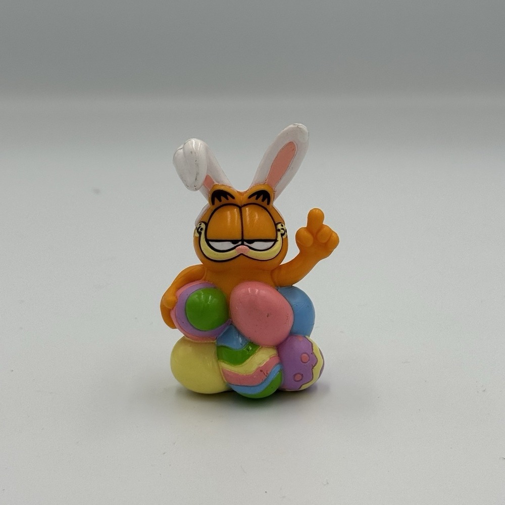 Vintage 1980s Garfield Easter Bunny Figurine PVC PAWS United Feature Eggs 2.5"